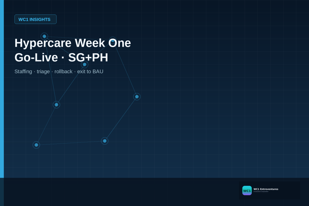 Custom Software Hypercare Playbook: Week One After Go-Live (SG+PH)