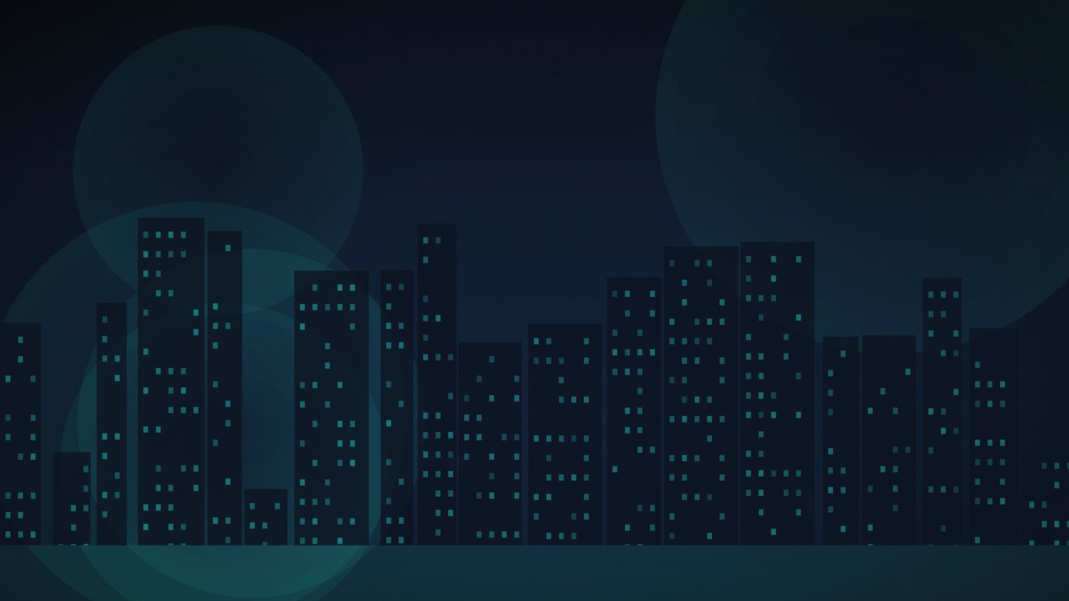 Cinematic modern glass facade wrapping an older concrete core, navy teal night lighting