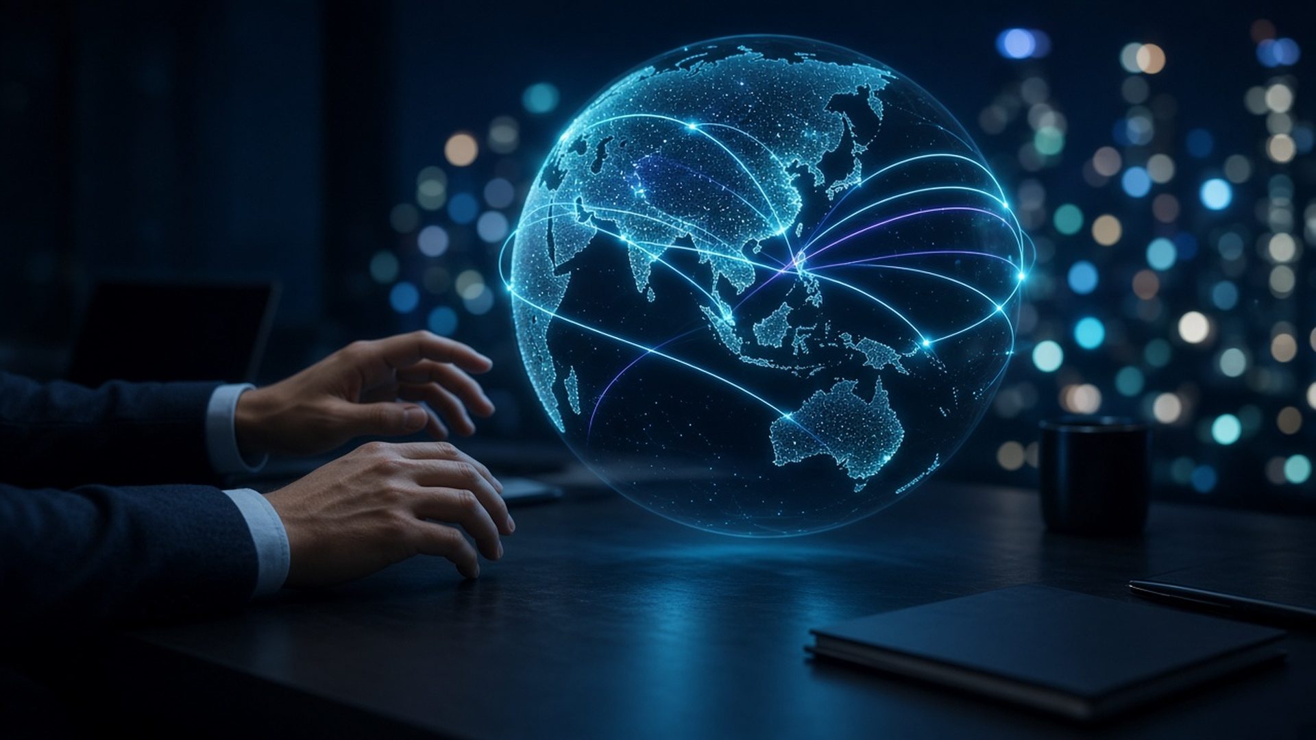 Cinematic illustration of cyber threat intelligence for WC1 cybersecurity services