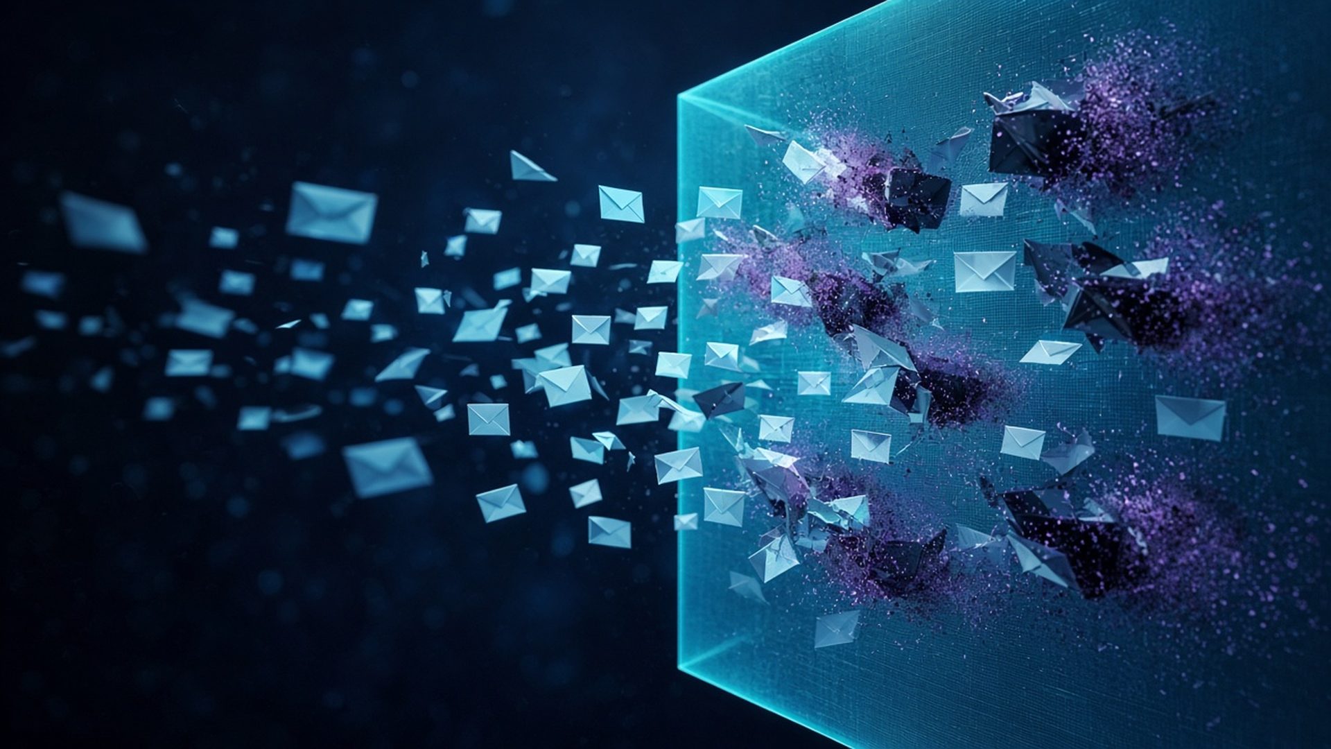 Cinematic illustration of email security for WC1 cybersecurity services