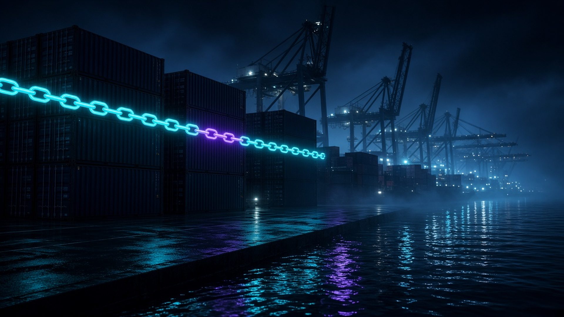Cinematic illustration of supply chain and third-party cyber risk for WC1 cybersecurity services